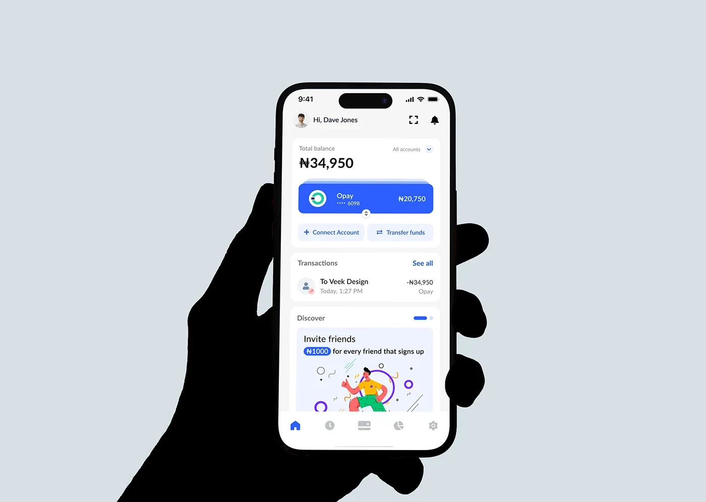home screen of the walletblend app