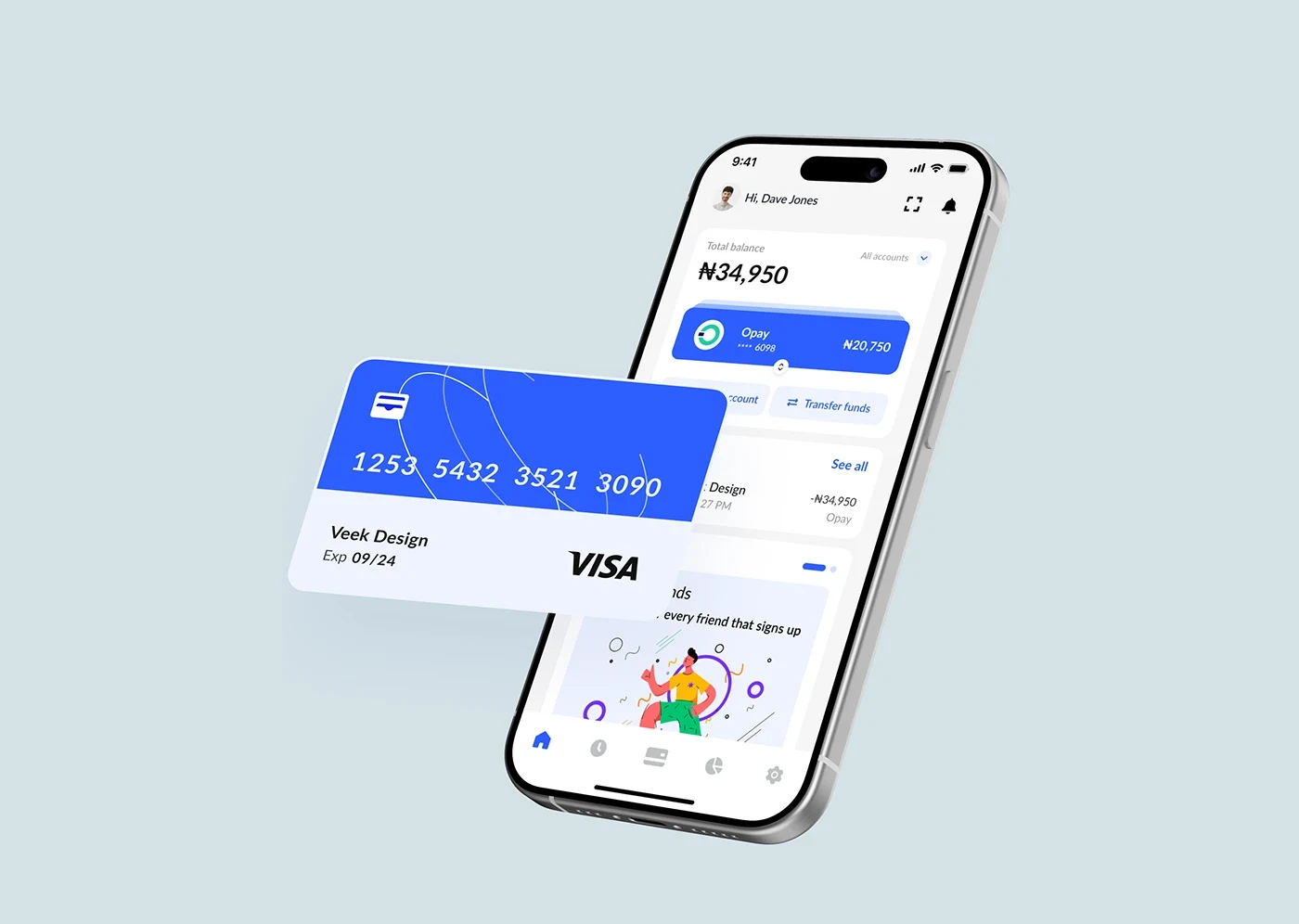 mobile app with a card view